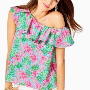 NWT Lilly Pulitzer One-Shoulder Ruffle Top